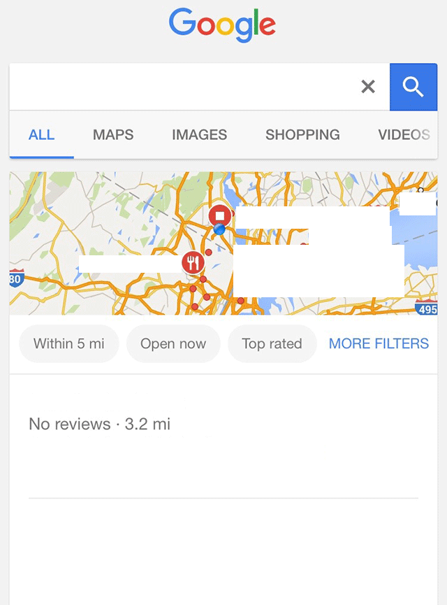google local search filters