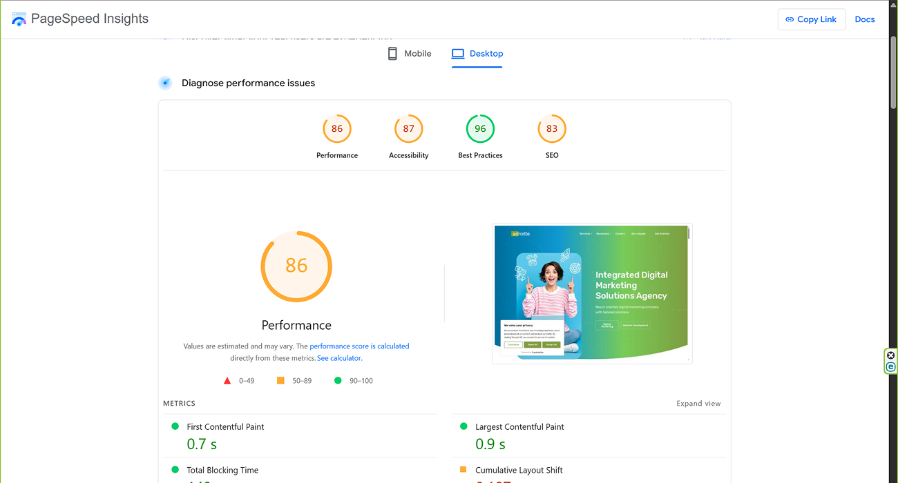 page speed